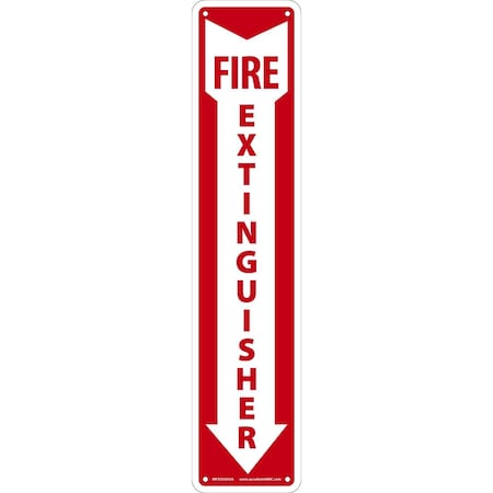 Accuform Fire Extinguisher Sign, 18X4", R/WHT, AL MFXG545VA