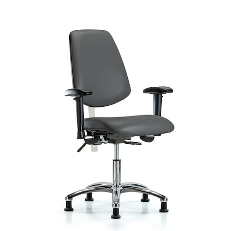 Blue Ridge Ergonomics Vinyl Clean Room Chair, Adjustable Arms BR-NCR-VDHCH-MB-CR-T0-A1-RG-8823