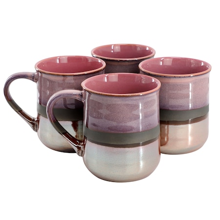 Gibson Home Copper Tonal 4 Piece 18 Ounce Stoneware Cup Set in Rose 142964.01