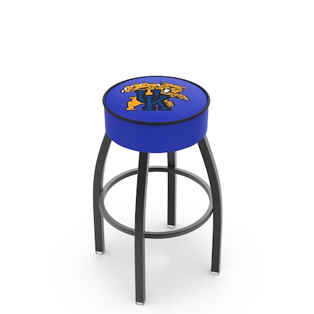 Holland Bar Stool Co 30" Kentucky "Wildcat" Cushion Seat, Blk Wrinkle Base Swivel Bar Stool L8B130UKYCat