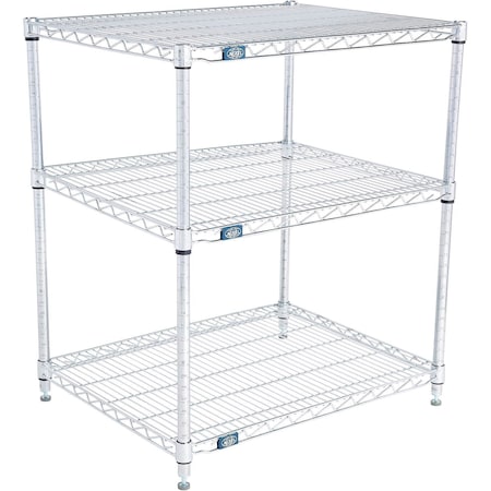 Global Industrial Nexel 3 Shelf, Stainless Steel Wire Shelving Unit, Starter, 30"W x 24"D x 34"H B3149733