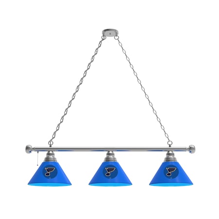 Holland Bar Stool Co St Louis Blues 3 Shade Billiard Light, Chrome Fixture BL3CHSTLBlu