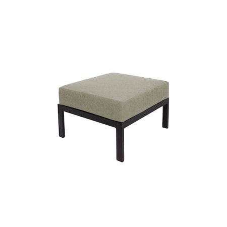 Bfm Seating Belmar Outdoor Ottoman with Sunbrella Cushion, Sand Black Frame PH6106BL-14106