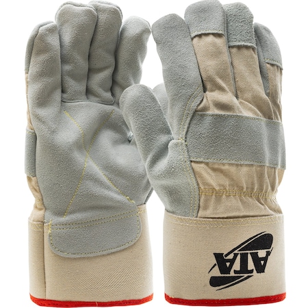 Pip Split Cowhide Leather Palm Glove w/Canvas Back and A6 ATA HPPE Blend Lining, Rubberized Safety, 12PK MJVATA-XL