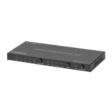 Monoprice Blackbird 4K HDMI Switch  4x1  HDR  18G  4K at 60Hz Toslink and Analog Audio Extractor 39666