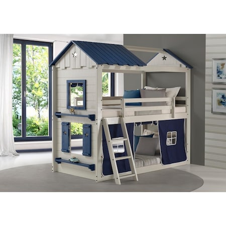 Convenience Concepts PD-1580TTLGB-1575TB Twin Over Star Gaze Bunk Bed, Grey & Blue with Blue Tent HI2640998