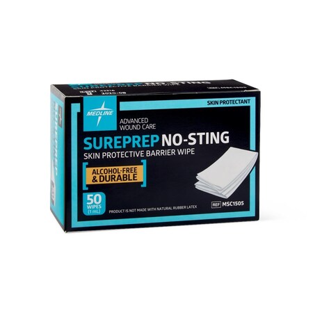 Medline SurePrep No-Sting Skin Protective Barrier, Wipe, 1 mL, 50PK MSC1505Z