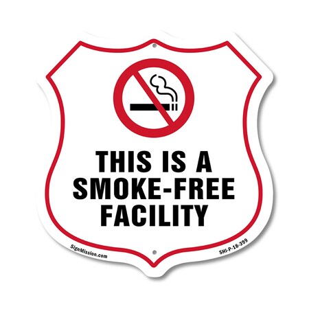 Signmission No Smoking Shield Label Set This Is A Sm, 18 Inch X 18 Inch, Plastic Sign SHI-P-18-399