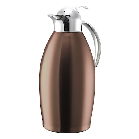 Service Ideas Nicollet Series 1.5-Liter Stainless Vacuum Insulated Carafe with Push Button Lid in Rose Gold NIC15BSPBRG