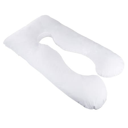 Lavish Home Full Body Pillow 7-In-1 Pillow with Removable Cover Comfortable U-Shape for Support, Sleeping, White 83-TEX3001
