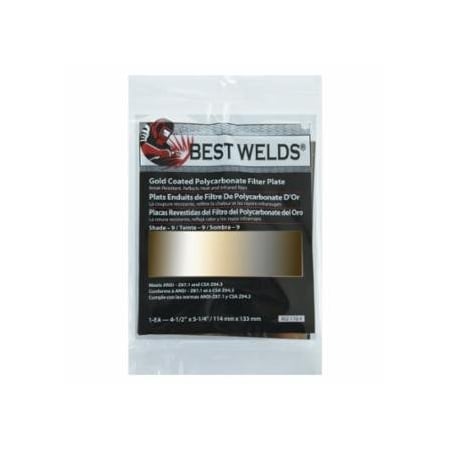 Best Welds Gold Coated Filter Plate, Gold/9, 4.5 in x 5.25 in, Polycarbonate 901-932-110-9