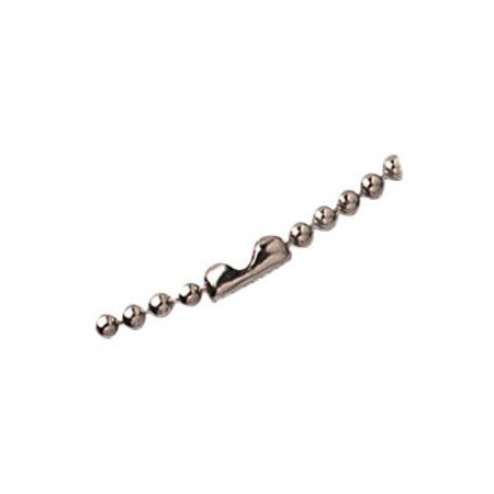 Brady CHAIN AND NECK CORD, 30in 762MM No 3 2MM, BEAD, NECK CHAIN CONNECTOR, NICKEL PLATED STEEL 2125-1500