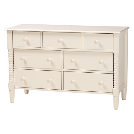 Baxton Studio Braith Farmhouse Ivory Spindle Wood 7-Drawer Dresser 258-14249-ZORO