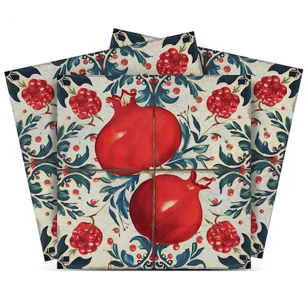 Homeroots 5" x 5" Blue And Red Vinyl Arabesque Peel And Stick Removable Tiles 569218