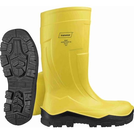 Ironwear 15" Polyurethane Waterproof Rubber Boots with Composite Toe, Yellow, 07 9297-Y-07