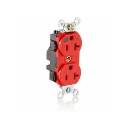 Leviton Straight Blade Receptacle, 5-20R, 20 A, 125V AC, Flush Mount, Isolated Ground M8300-IGR