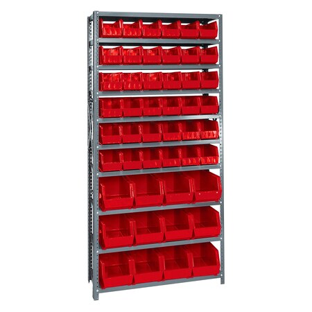 Quantum Storage Systems 10 SHELF OPEN UNIT W/48 RED BINS QSBU-230240RD