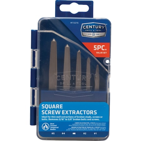 Century Drill & Tool Square Flute Screw Extractor, 5-Piece 73215