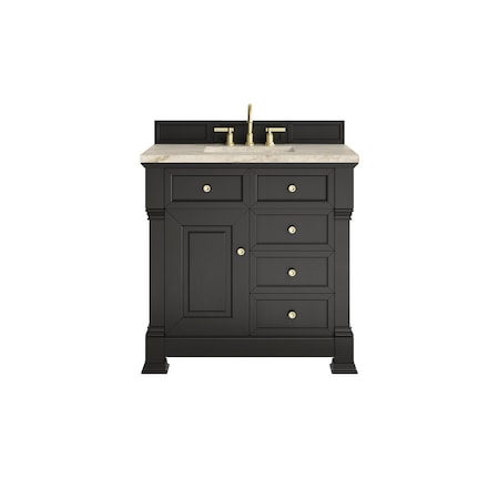 James Martin Vanities Brookfield 36" Single Vanity, Black Onyx, w/ 3 CM Tajnar Eclos Top 547-V36-BKO-3TJR
