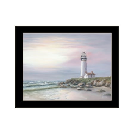 Homeroots Lighthouse at Sunset Black Framed Print Wall Art 529941