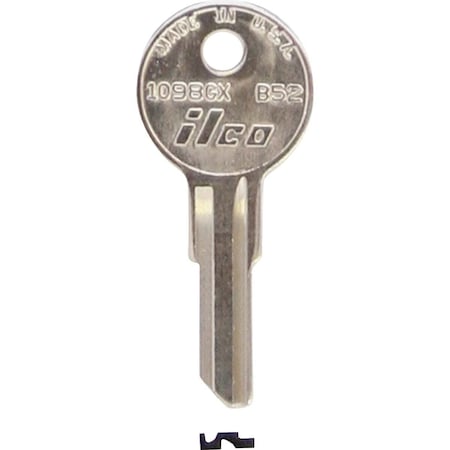 Kaba Ilco GM Nickel Plated Automotive Key, B52 / 1098GX, 10PK AL2830243B