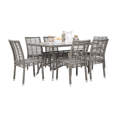 Panama Jack Outdoor Panama Jack Graphite 7-Piece Side chair Dining Set with Cushions PJO-1601-GRY-7DS-CUSH