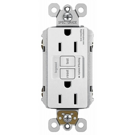 Legrand Pass & Seymour radiant Series GFCI Duplex Receptacle, Nylon, White, 2-Pole, 3-Wire, 125 VAC, PK3 1597TRW3PKCC4
