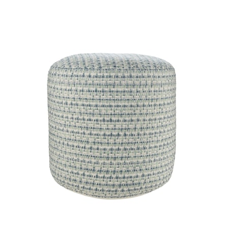 Homeroots 20in Blue Polyester Round Geometric Indoor Outdoor Pouf Ottoman 517440
