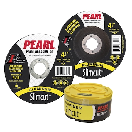 Pearl Abrasive Cut-Off Wheel, 4 1/2 in Dia, 0.045 in Thick, 7/8 in Arbor Hole Size CW4532ALM