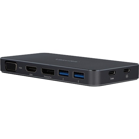 Visiontek Products VT200 USB-C PORTABLE HUB - DUAL DISPLAY DP/HDMI/VGA, 100W POWER PASSTHROUGH 2X 901226