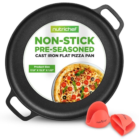 Nutrichef 13-Inch Flat Cast Iron Pizza Pan NCCIPD