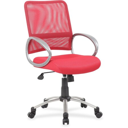 Boss Office Products Boss Mesh Back Office Chair with Arms - Fabric - Mid Back - Red B6416-RD
