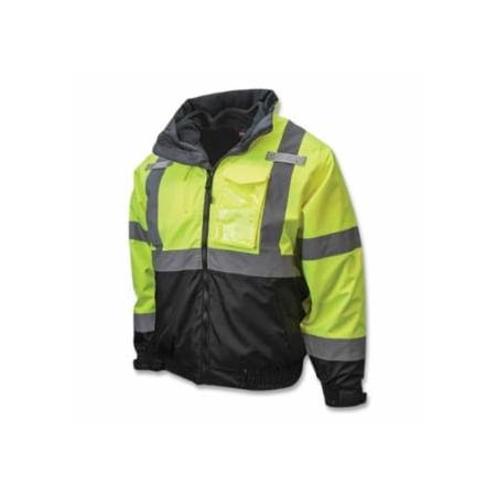 Radians SJ210B Class 3 Three-in-One Deluxe High Visibility Bomber Safety Jacket, Hi-Vis Green, Black 292-SJ210B-3ZGS-5X