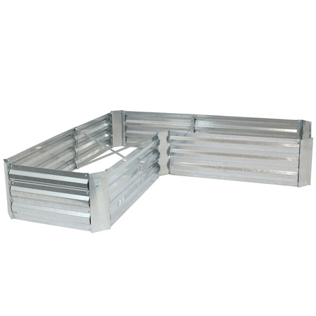 Homeroots 12in X 60in Silver Steel L Shape Raised Garden Bed 668468