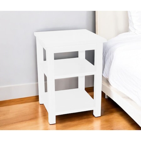 Homeroots 28" White Solid Wood Nightstand 548326