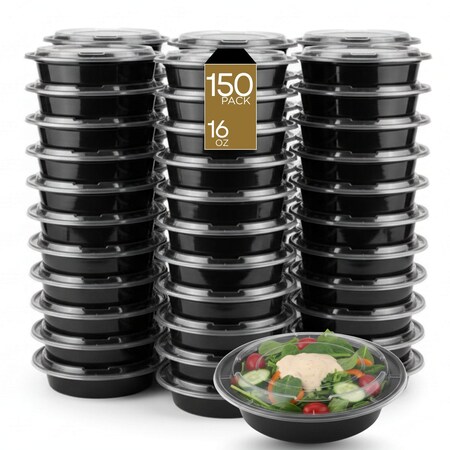 Eco Harmony Products Microwaveable Food Container, Round with Lid, 16oz, 150PK 804536