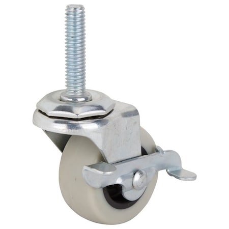 Prosource Swivel Caster with Brake, 2 in Dia Wheel, 2 in W Wheel, Thermoplastic Rubber Wheel, Gray, 102 lb JC-N07-G