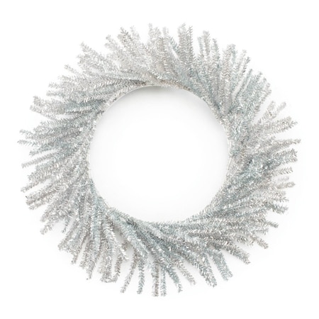 Homeroots 21" Silver Tinsel Faux Pine Christmas Artificial Wreath 634621