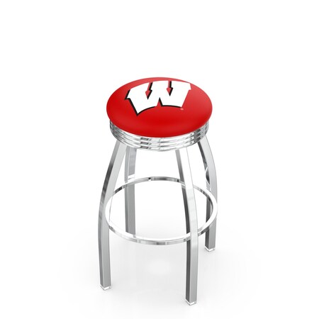 Holland Bar Stool Co 30" Chrome Wisconsin "W" Swivel Bar Stool, Accent Ring L8C3C30Wisc-W