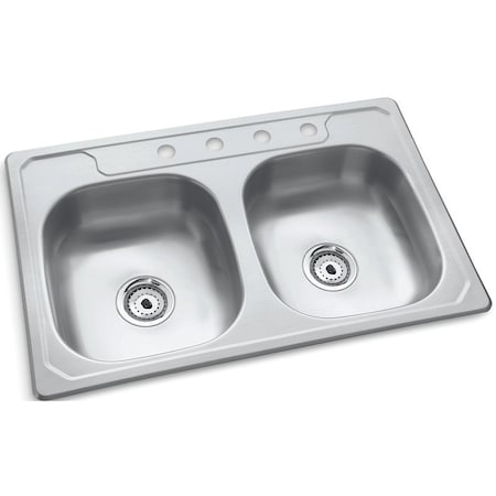 Sterling Sink, Kitchen, 2-Bowl Ss 6 in. Deep 14633-4-NA