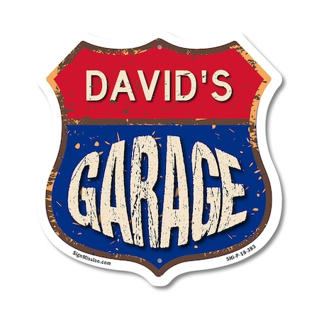 Signmission David's Garage, 18 Inch X 18 Inch, Plastic Sign SHI-P-18-383-DAVID