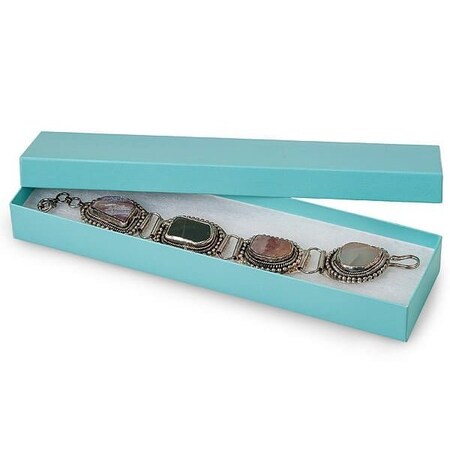 Nashville Wraps Aqua Blue Jewelry Gift Boxes, 8x2x1, Fiber Fill, 100PK 43AQ