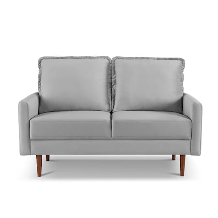 Homeroots 57" Gray And Dark Brown Velvet Loveseat 543727