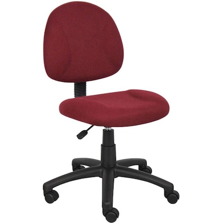 Boss BurgundyPosture Deluxe Office Task Chair, 25 inW25"L40"H, Armless, PolyesterSeat, B315Series B315-BY