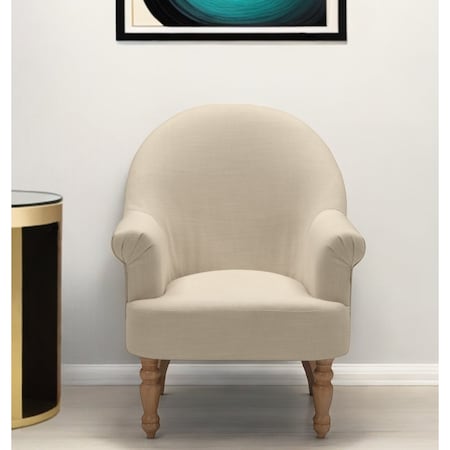 Homeroots 33" Pale Beige And Brown Linen Arm Chair 534139