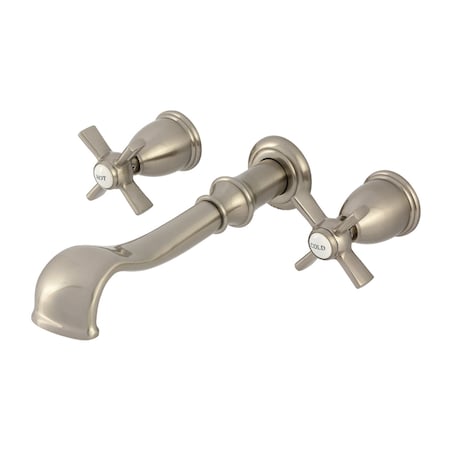 Kingston Brass Two-Handle Wall Mount Tub Faucet, Brushed Nickel KS5028ZX