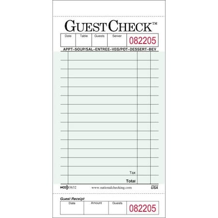 Heritage Bag Single Copy Cardboard Guest Check 3.5" x 6.75" Green Bulk Pack Medium, 50 Sheets 525