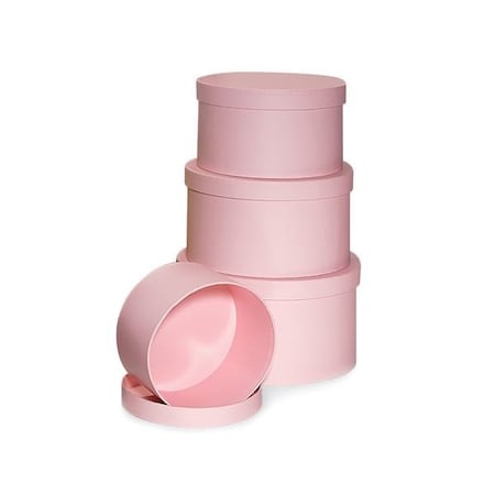 Nashville Wraps Pretty Pink Round Nested Boxes, Large 4 Piece Set NHB4PP