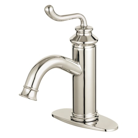 Kingston Brass One-Handle Single-Hole Bathroom Faucet with Deck Plate and Push Pop-Up Drain, Polished Nickel LS541RLPN