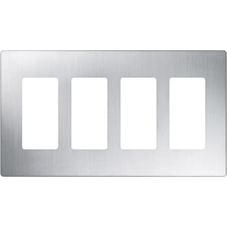 Lutron Designer Wall Plates, Number of Gangs: 4 Satin Finish, Stainless Steel CW-4-SS